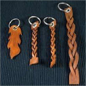 Brown Leather Braided Key Ring