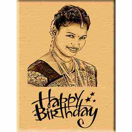 Birthday Gift - Engraved Wooden Photo Plaque