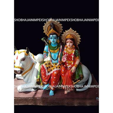 White And Red Shiva Parvati Sitting Statue