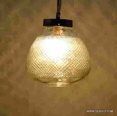 CLEAR GLASS CUTTING HANGING LAMP WITH FITTING GLASS LAMP