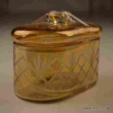 YELLOW COLOR OPAL GLASS JAR