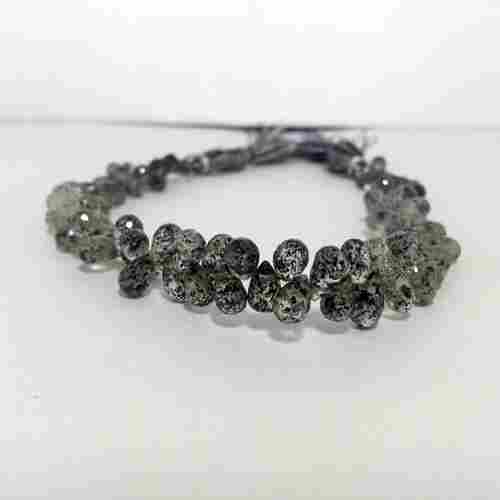Natural Dot Rutilated Quartz Faceted Drops Briolette Beads