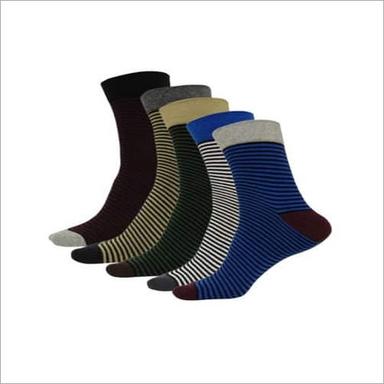 Blue Mens Stripe Cotton Ankle Socks