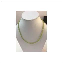 Green Natural Peridot Faceted Rondelle Beads Necklace With Silver Clasp