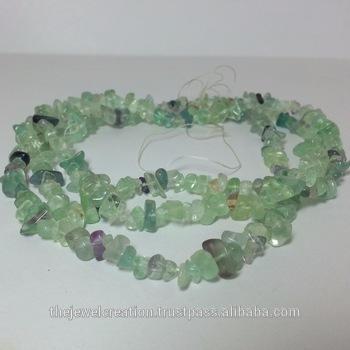 Green Natural Fluorite Rough Uncut Chips Bead Strand Necklace