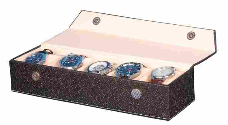 Fico Golden-Brown Watch Case for 5 Watches