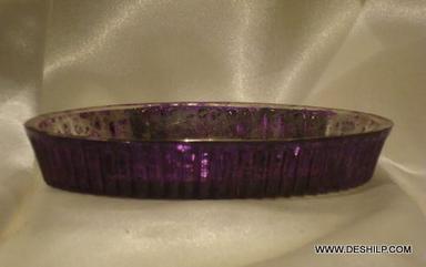 Purple Silver Glass Table Plate