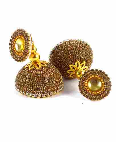 Latest Silk Thread Golden Stone Earrings