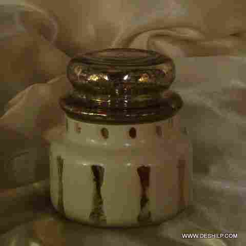HISTORIC GLASS JAR WITH GLASS LID