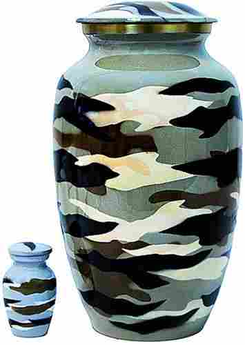 Military Aluminium Urn With Keepsake & Velvet Bag