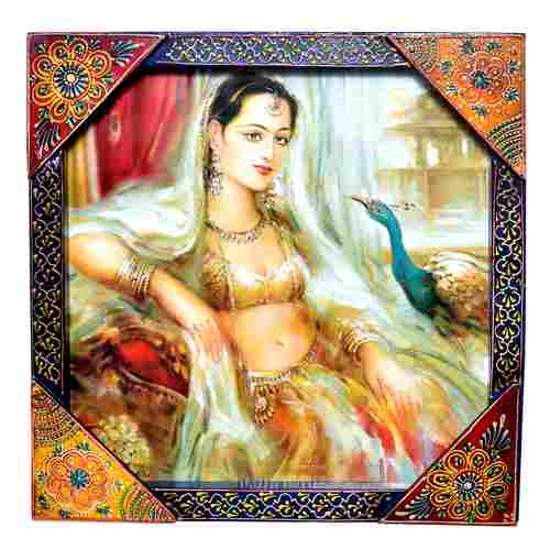 Decorative Indian Princess Painting Wooden Handicraft Wall Hanging Home Decor Painting
