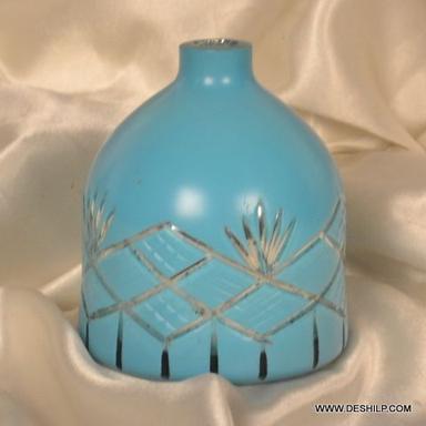 Color Glass Cutting Flower Vase Bottom Diameter: 5.8  Centimeter (Cm)
