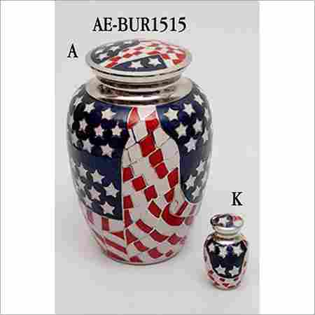 Embossed American Flag Brass Urn