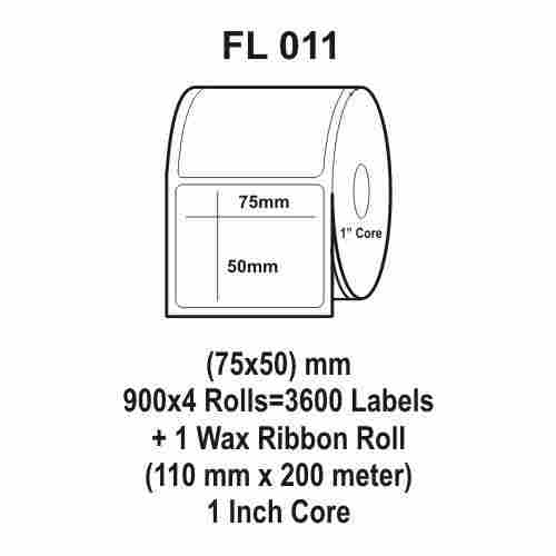 Flexi Labels FL-011 (75X50mm, 900X 4 Rolls+ 1 Wax Ribbon Roll)