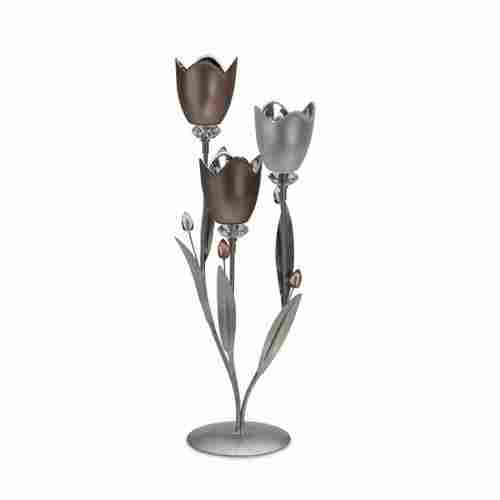Frosted Glass & Metal Tulip Centerpiece Multi
