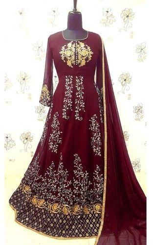 Red Color But Also Available In Multi Color Ladies Embroidered Anarkali Suit