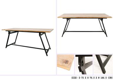 Handmade Iron Wooden Table With Folding Legs