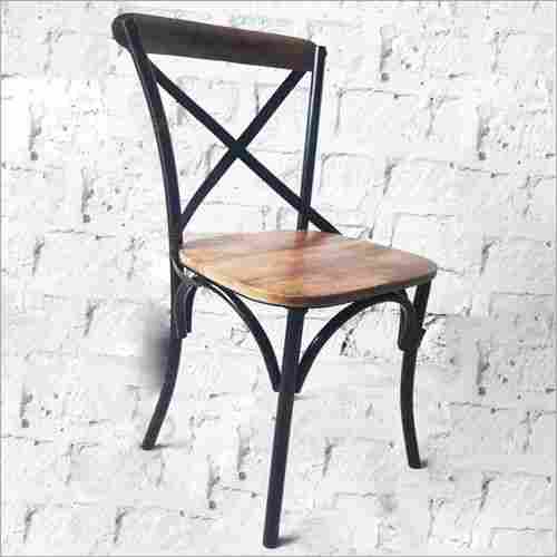 Wrought Iron Wooden Chair Without Armrest