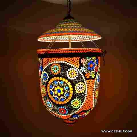 Decorated Glass Wall Hanging Light