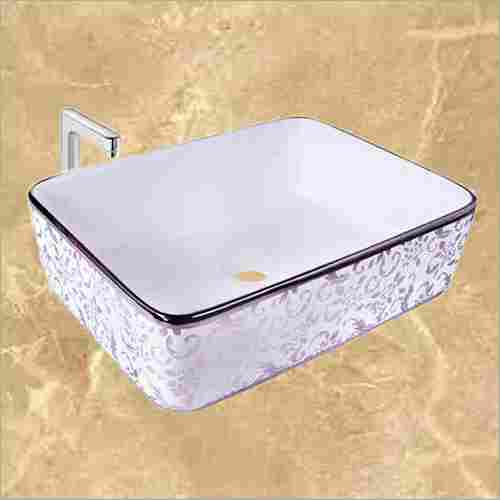 Rectangle Silver Printed Designer Table Top Wash Basin