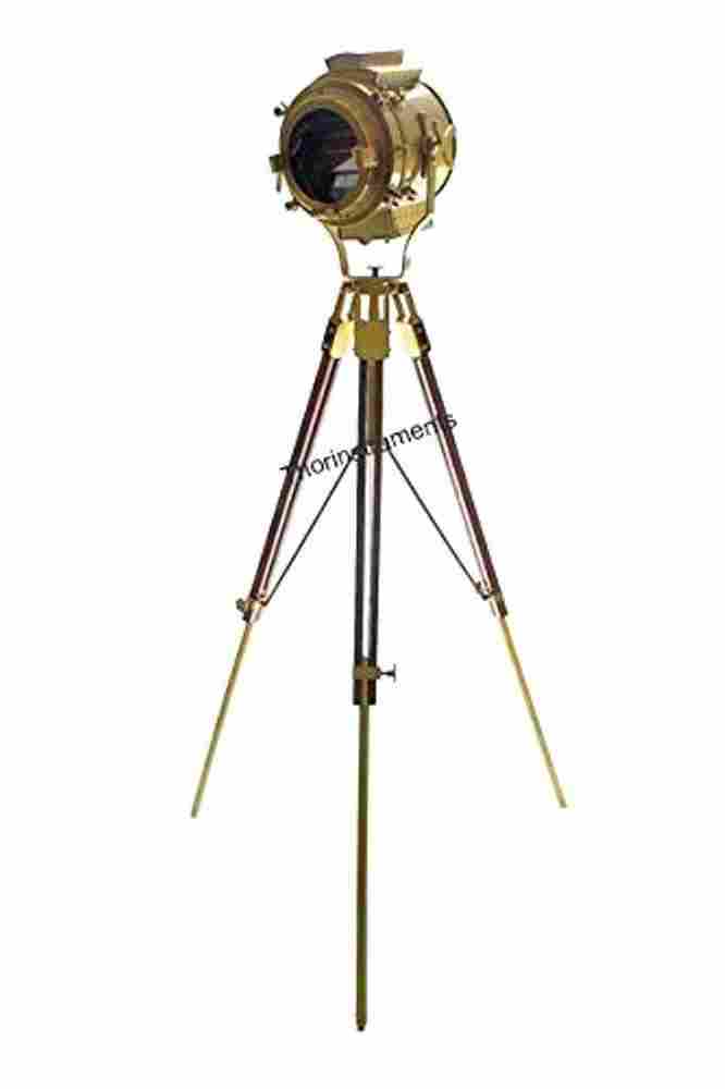 Thor Instruments.Co Classic Designer Floor Searchlight Spotlight With Heavy Tripod Stand Lamp Gold