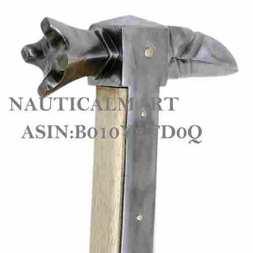 German War Hammer Replica Medieval Weapon with Wood Grip and Steel Head