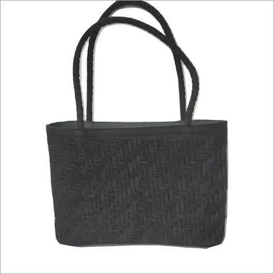 Black Leather Weaved Handbag Design: Criss - Cross
