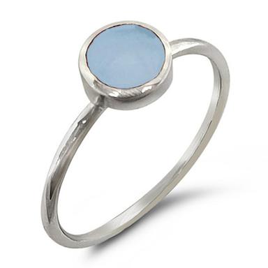 Round Natural Blue Shell 925 Silver Ring