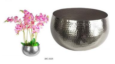 Silver Hammered Metal Planters