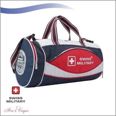 Swiss Military Multi Utility Cylindrical Sports Bag With Shoe Pocket in Bottom 39L Blue White Red (OC2)