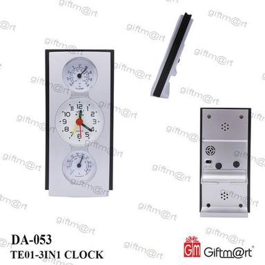 Silver 3 In 1 Analog Clock