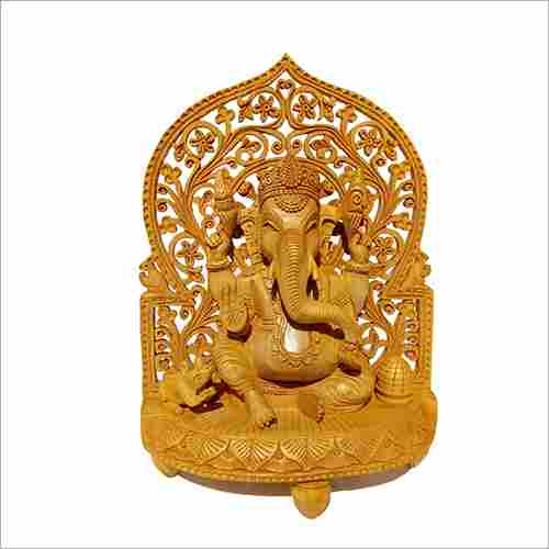 8 Inch Wooden Ganesha Idol