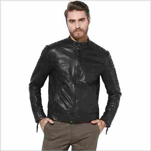 Mens Solid Plain Leather Jacket