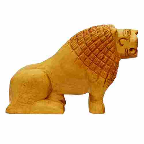 Wooden Lion Sitting Position Handicraft Decoretiv Item