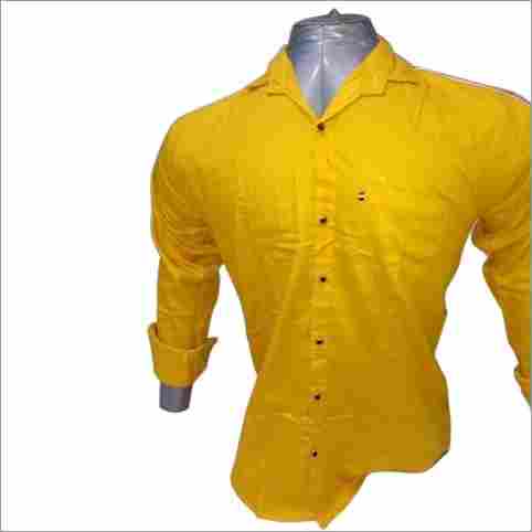 Mens Yellow Plain Shirt