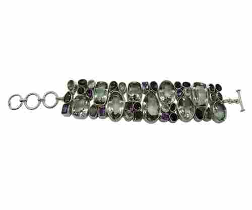 Exceptional Multi Stone 925 Silver Bracelet