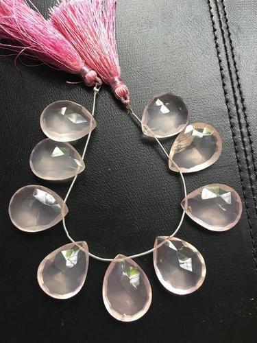 9 Pcs Beautiful Huge Natural Rosequartz Pear Briolette Drilled Beads,18/22Mm Grade: A