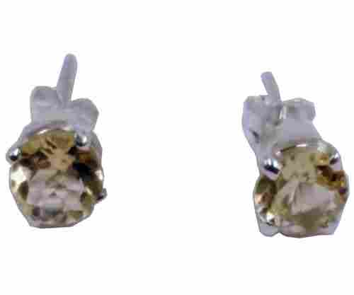 Citrine Stone 925 Silver Stud Earring