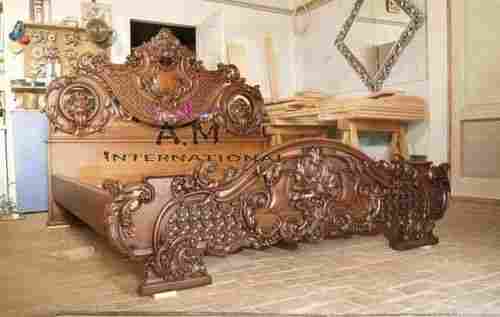 handcrafted wooden bed