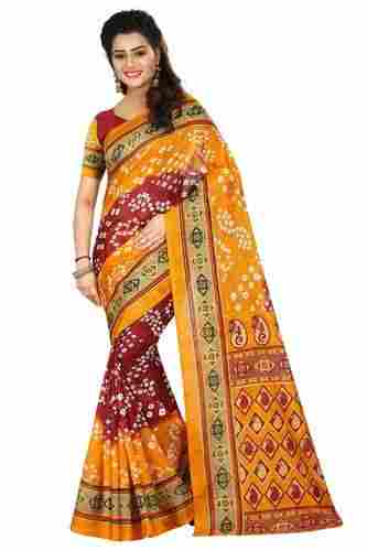 new bhagalpuri bandhanii silk saree with attechd blouse