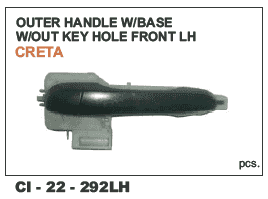 Outer Handle w/base w/out key Hole Front LH Creta