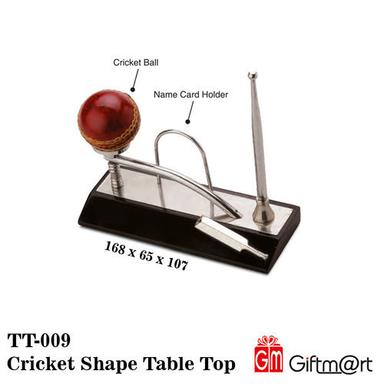 Black Sliver Cricket Shape Table Top