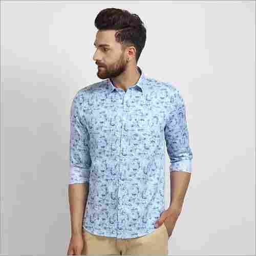 Mens Cape Canary Party Wear Printed Shirt