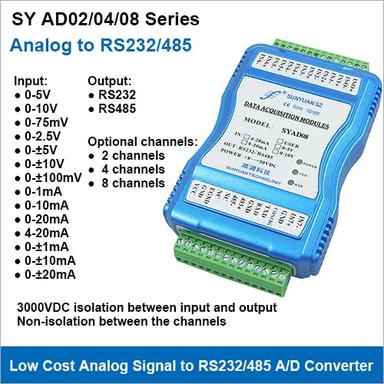 Sy Ad Series Low Cost Multi-Channels Analog Signal To Rs232/485 A/D Converters Input: 0-5V