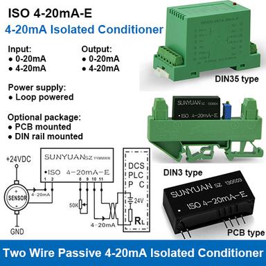 Iso 4-20Ma-E Loop Powered 4-20Ma Isolated Signal Conditioner Input: 0-20Ma