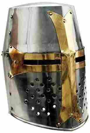 Medieval Knight Brass Crusader Helmet