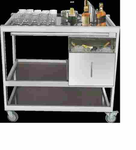 Bar Trolley SS with Insulated Ice Box