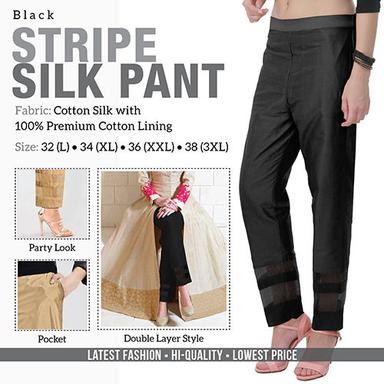 Black Stripe Silk Pant Size: Extra Large