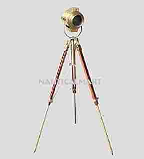 Brass Antique Search Light Royal Floor Lamp with Adjustable Tripod Base