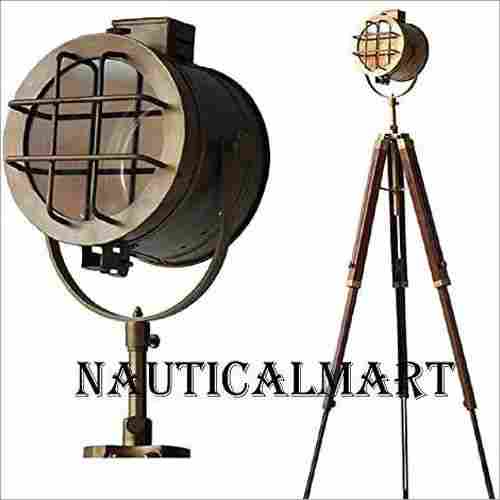 Vintage Handmade Searchlight Wooden Lamp Stand Nautical Floor Lamp Light Corner Lamp Decorative